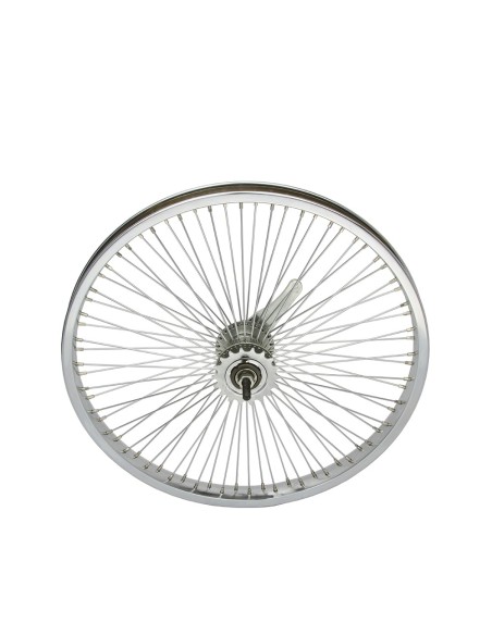 20 Steel Coaster Wheel 72 Spoke 14g UCP 3/8 Axle Single Wall Chrome.